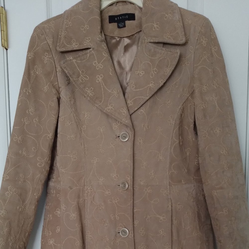 Static Embroidered Suede Car Coat Size Small